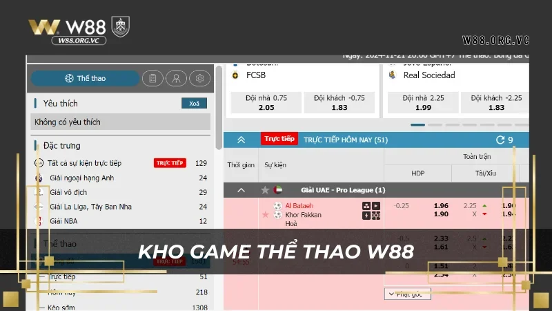 Thể thao W88 2 W88 sở hữu đầy đủ các game thể thao hot nhất 2026